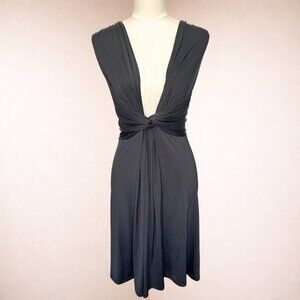 Vintage Venus Black Deep-V Knot Dress